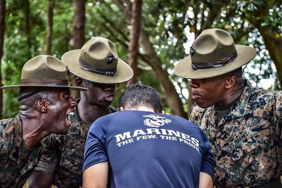 Charming Ihekoronye in Marine Corps Drill Instructor uniform