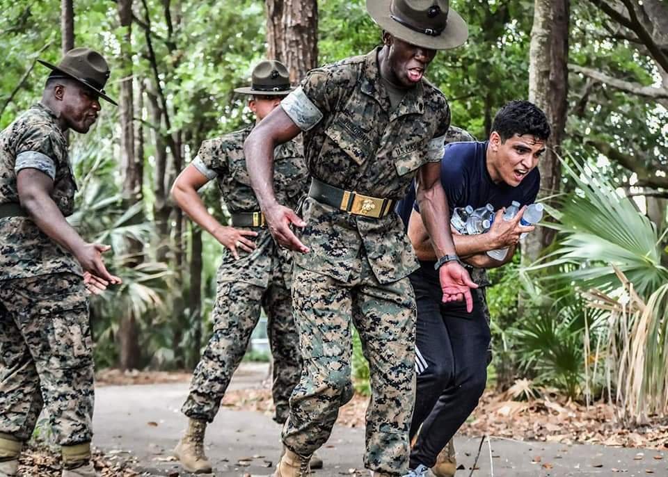 Charming Ihekoronye in Marine Corps Drill Instructor uniform
